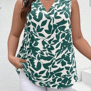 SHEIN Green Relaxed Sleeveless Blouse